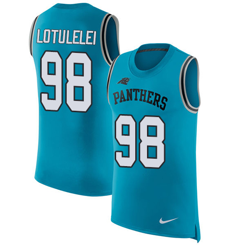 Nike Panthers #98 Star Lotulelei Blue Alternate Men's Stitched NFL Limited Rush Tank Top Jersey